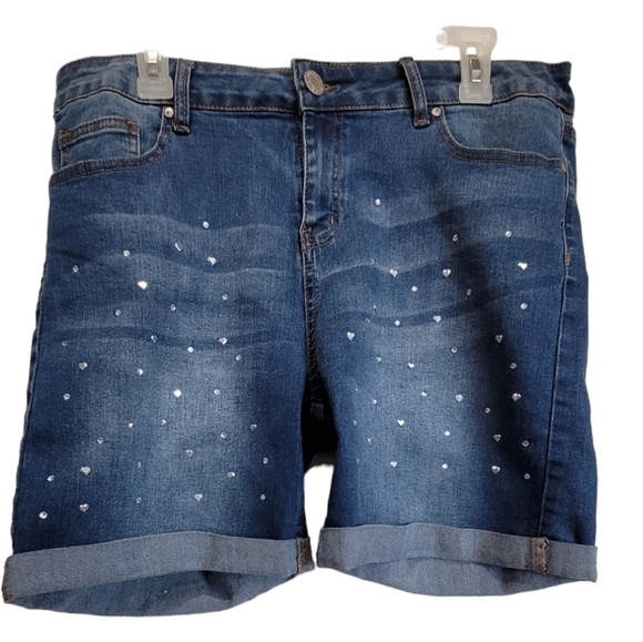 Blue Savvy Sz 16 Beaded Embellished Bermuda Shorts - Picture 1 of 7